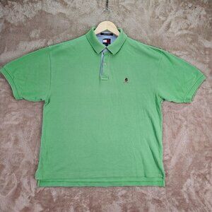 VTG Tommy Hilfiger Polo Green Vintage Embroidered Logo Short Sleeve Mens Size XL